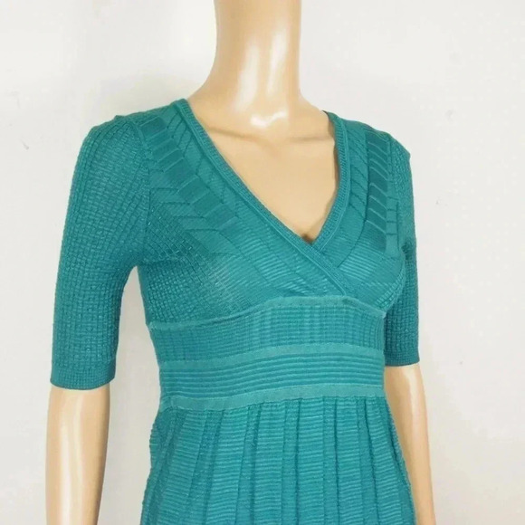 M Missoni Chevron Knit Half-Sleeve V-Neck Wool Blend Blue Dress - Picture 2 of 7